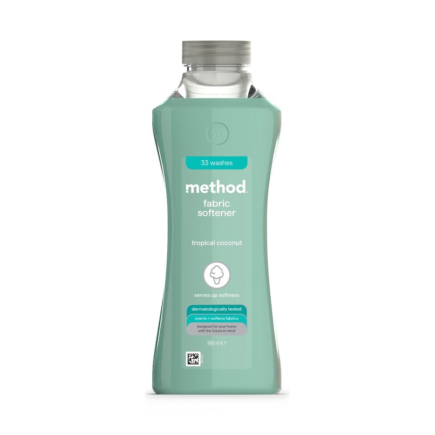 Method Fabric Softener, Softens & Reduces Wrinkles, Fresh Coconut Scent, 33 Washes - 990 ml